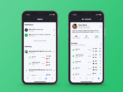 The Action Network - Notifications & Profile design ios iphonex nfl sports sports app sports betting