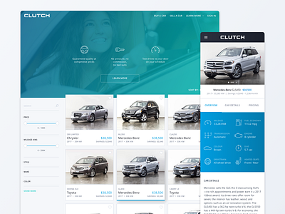 ClutchCanada.com Website and Mobile Web Design autos cars clutch desktop mobile web ui website