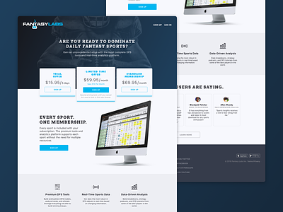 Marketing Landing Page for Fantasy Labs design desktop marketing landing page mlp product design sports app sports betting ui www