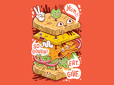 So Gouda even stevens gouda illustration sandwich sticker