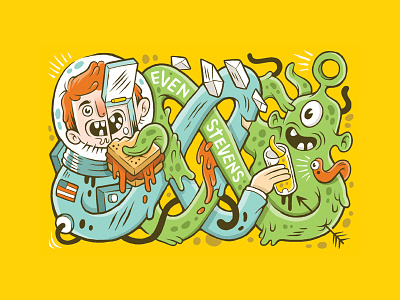 Food Connects Everyone alien astronaut even stevens food illustration sandwich space sticker worm