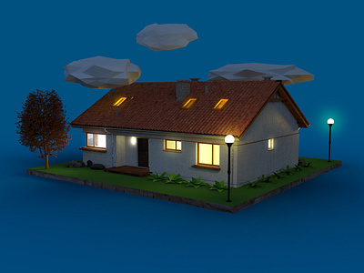 Texture, lights and render - House adobe dimension animation art graphic design isometric landing page lowpoly render rendered rendering visual vray