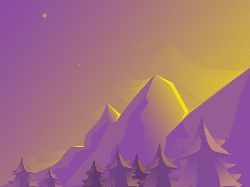Mountains 2d animation colors contrast mountains pines snow