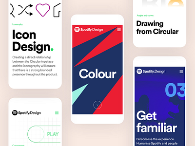 Spotify Design Team Website for Mobile branding color design icon illustration spotify startup type typography ui ux web webpage website website design