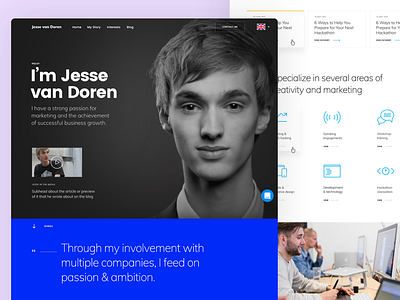 Homepage for Growth Hacker Jesse van Doren design grid interface landingpage photography portrait typography ui ux uxui web web design agency web page website