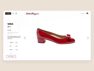 Ferragamo Product Page Design Process design ecommerce fashion grid shoes typography ui ux web webpage website website design