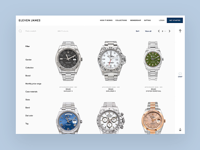 Eleven James Collection Page collection desktop luxury page startup ui ux watch watches webpage website