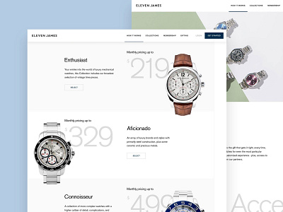 Eleven James Gifting Page collection desktop luxury page startup ui ux watch watches webpage website