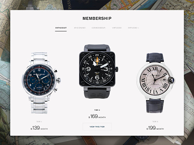Eleven James Membership Levels collection desktop luxury page startup ui ux watch watches webpage website