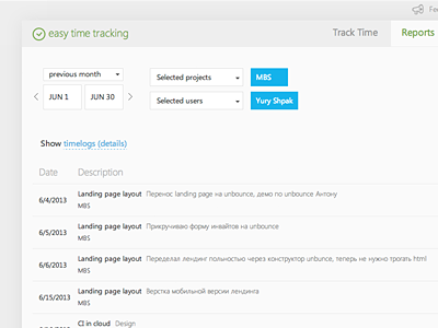 Easy time tracking