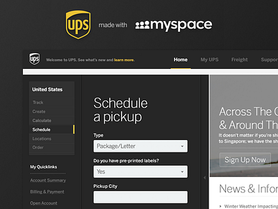 UPS Redesign black clean design handsome challenge image layout redesign simple stark ui web