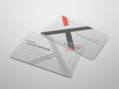 Exodus Business Card black brand business card clear collateral intelligence logo red security simple x