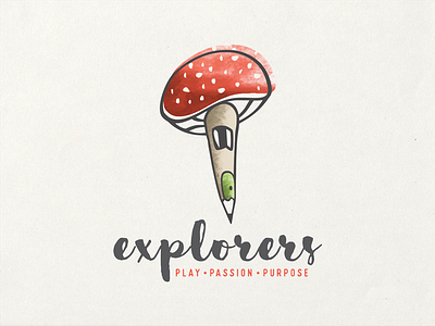 Mushroom Shool Logo drawing fun kids school