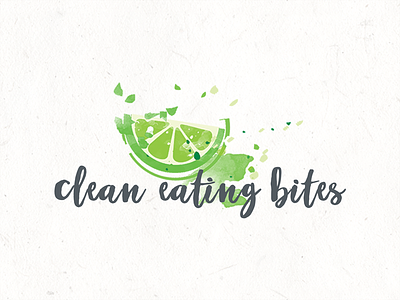 Claen Eating Bites Logo Design brand clean eating foodblog foodlogo fruts lemon lime splash style vege watercolor