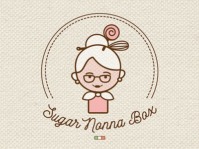 Sugar Nonna Box Logo Design bakery candy flat home made italian line pink sweets