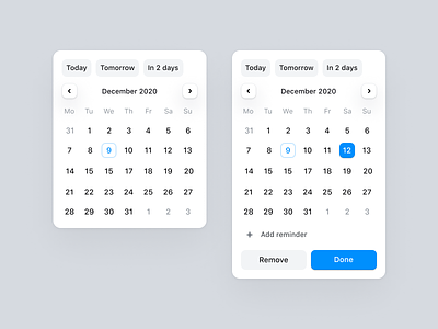 Date picker Dona app app calendar component date picker datepicker design system desktop element schedule task to do todo ui