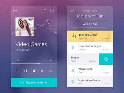 Music app app blur flat music player transparency