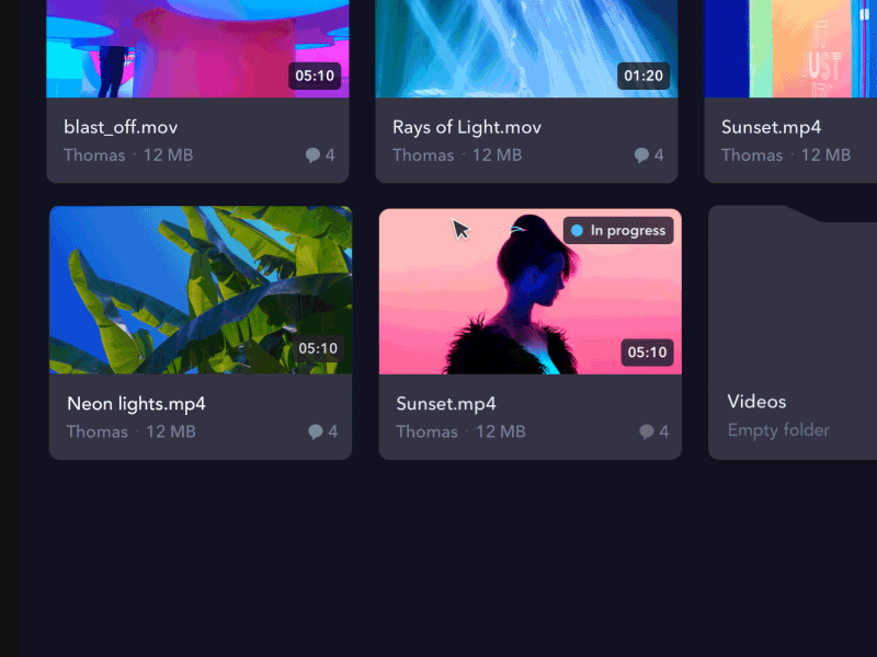 Project view - Dashboard redesign drag drop dasboard file motion interactions ui animation app