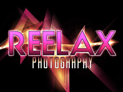 Reelax Photography glow light logo typography