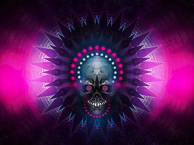 Deadstep (Final) abstract blue dark pink skull texture