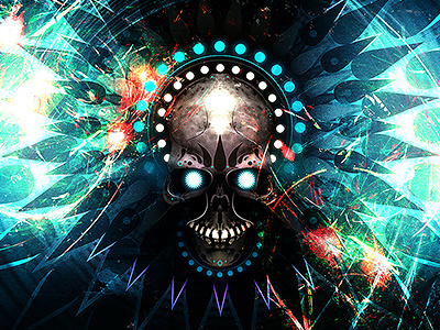 Deadstep (VIP) 3d abstract blue dark dubstep endeffect glow skull