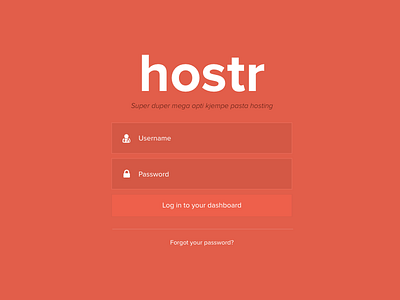 login screen for hostr design development graphic red web web design web development