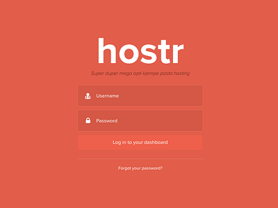 login screen for hostr