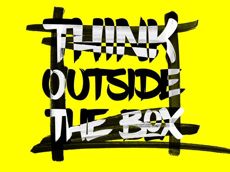 Think Outside The Box colorful design graphic illustration inspire marker minimal motivational quote simple