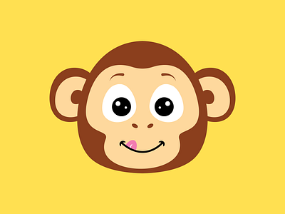 Monkey animal banana clean cute flat happy head icon illustration logo monkey soft