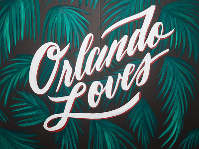 Orlando Loves backdrop backdrop brush lettering hand lettering sign painting