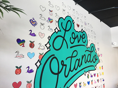 Love Orlando mural brush lettering hand lettering mural sign painting