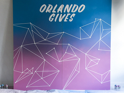 Orlando Gives hand-painted backdrop backdrop brush lettering gradient hand painted spray paint