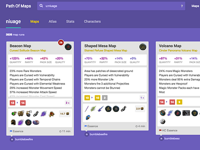 Path of Maps list path of exile purple web webdesign