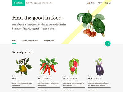 Benefitsy v0 benefits drawings food fruits vegetable web webdesign