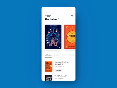 E-Book App aftereffects animation app book book cover books bookshelf ebook prototype reading skeuomorphism sprint ui ux