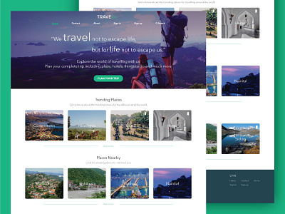 TRAVELL - Homepage homepage landing page travell travelling trip ui ux webdesign website