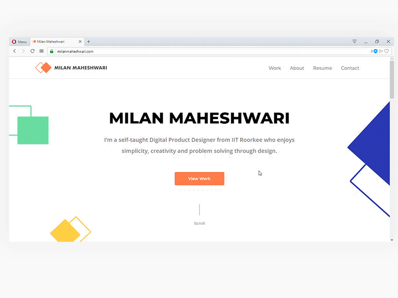 Portfolio Website clean creative design milan maheshwari portfolio product designer responsive simple ux webdesign website