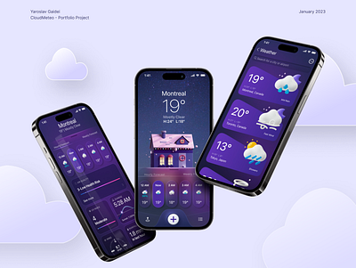 CloudMeteo | Weather App | Mobile App app design graphic design logo ui ux weather app web design