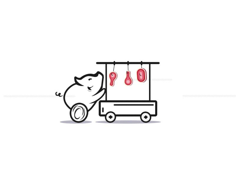 Selling pork gif vendors line animated