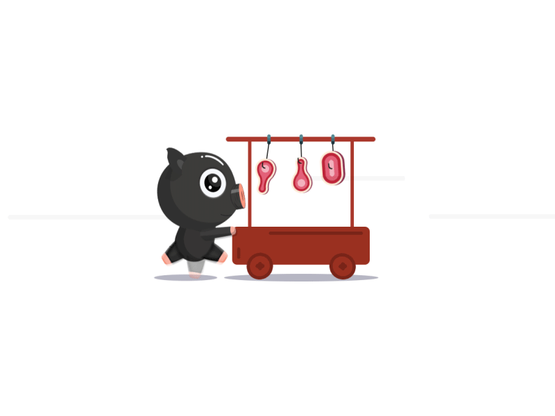 Sell yourself black pig running animation