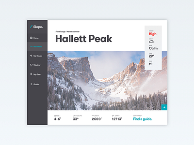 Backcountry App app dashboard design guide mountains ski ui ux