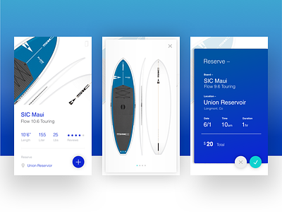 Paddleboard Rental App app design ios mobile ui visual design