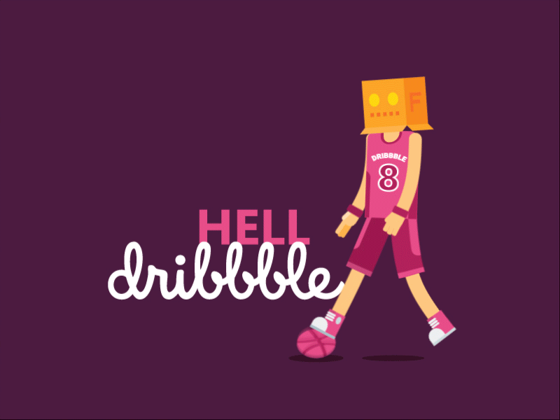 Hello Dribbble! animation basket dribbble dribling first hello motion player shot thanks
