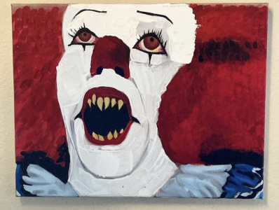 Pennywise acrylic horror latin artist pallet knife realism