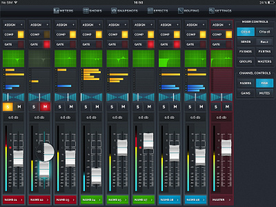 Audio Mixing Console Tablet App app audio app mixing touch screen ui design ux design