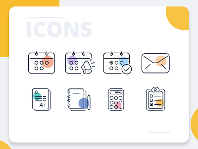 Parents App - Icons attendance calculator icon icon design icons icons set notes schedule school vector
