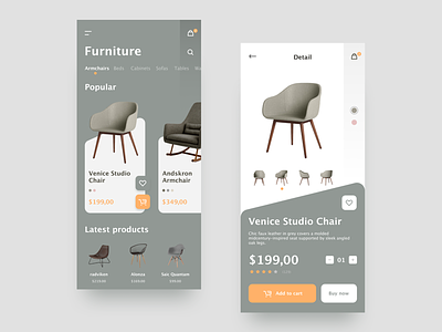 Furniture app mobile ui furniture
