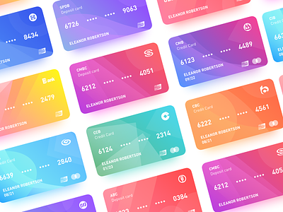 Gradient Bank cards bank bank card color credit card gradient mobile ui