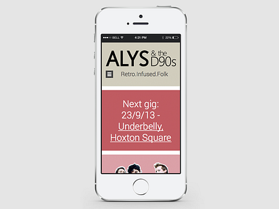 Alys & the D90s - nav closed colour palette concept logo mobile nav