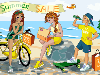 Advertising illustration. Summer sale.